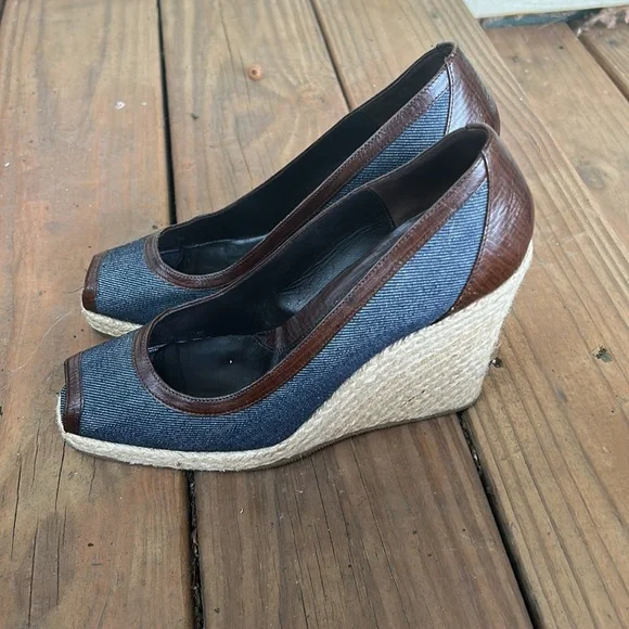 FENDI Vintage Denim Espadrilles 7.5 - Picture 2 of 10